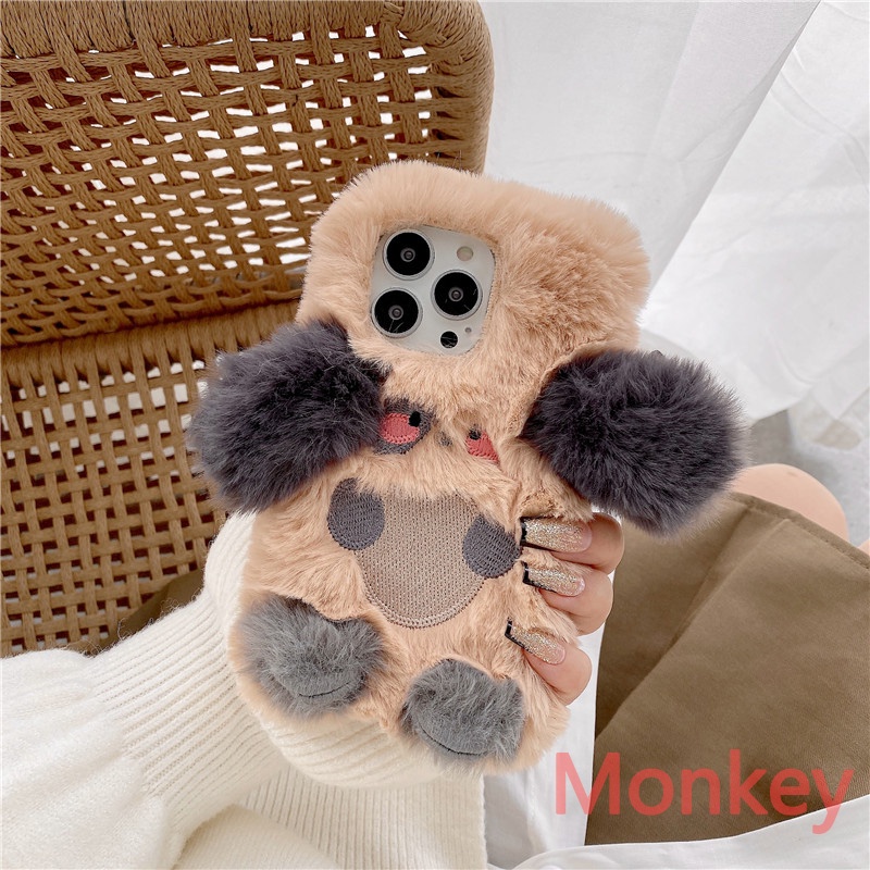 3d Cartoon Ears Dog Fluffy Plush Phone Case For Huawei P50 P40 P30 Lite 