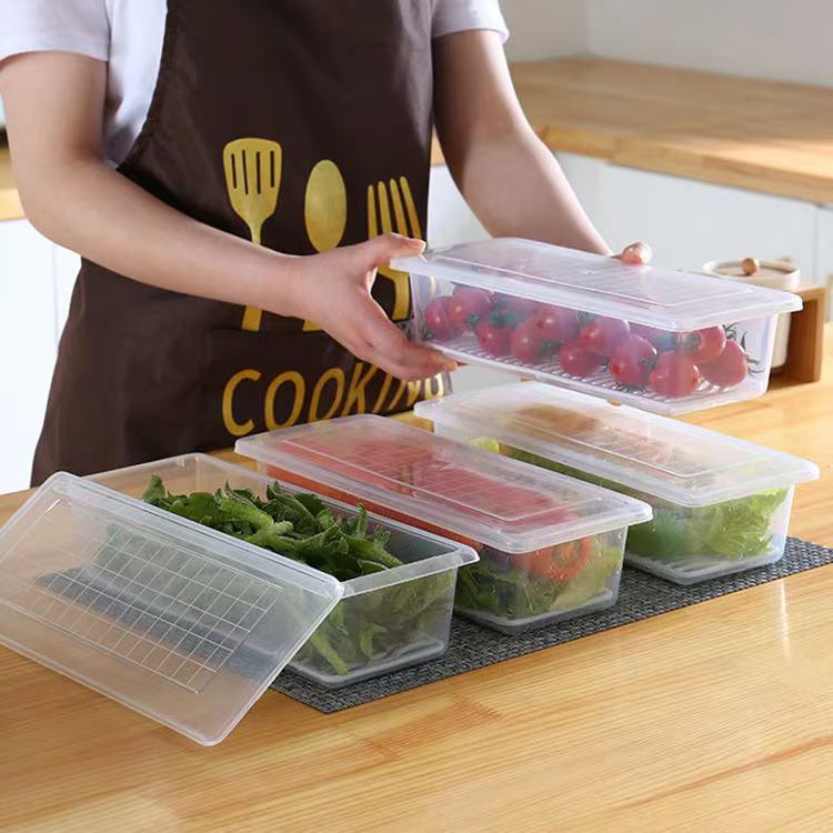 SLM Rectangular Food Storage Box With Drain Plate Kitchen Refrigerated ...