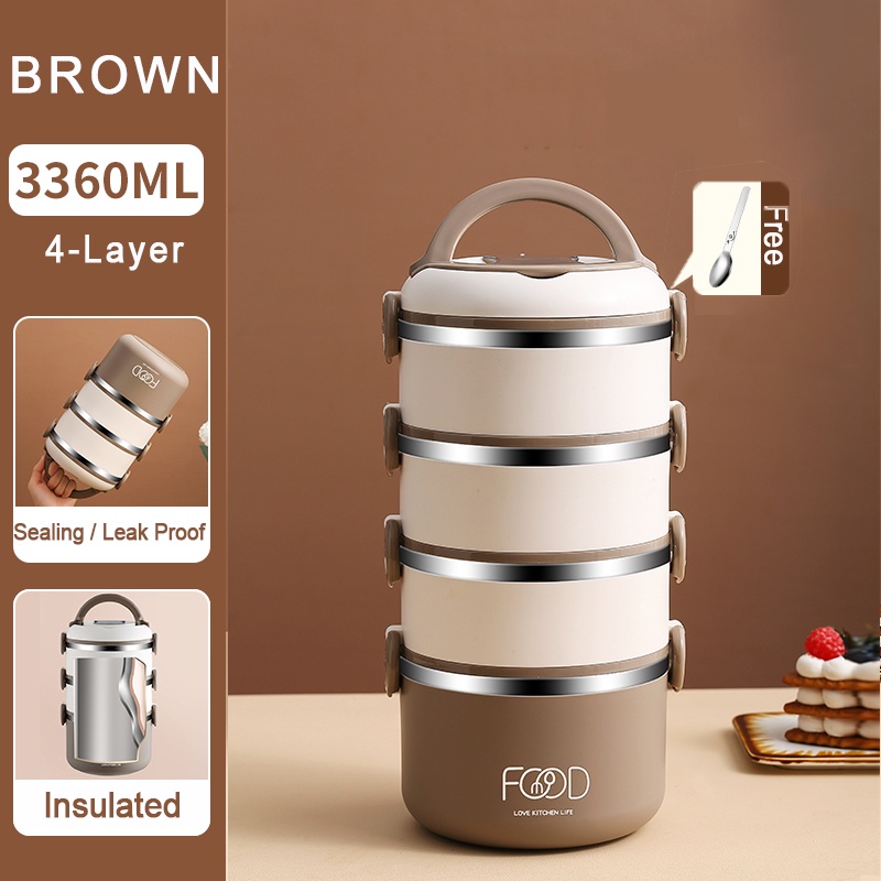 2/3/4 Layer Thermal Insulation 304 Stainless Steel Lunch Box Bento Box ...