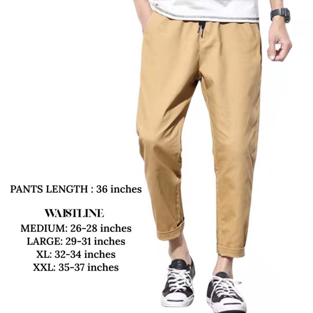 Huilishi Korean Chino Pants for Men Garter Drawstring Khaki Pants Chino ...