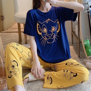 Women Cotton Sleepwear Cartoon Characters Pajama Terno Set