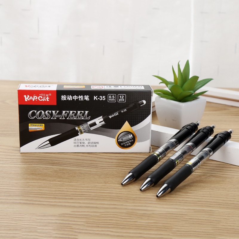 12Pcs/1Box KAP.CAT K-35 press gel pen school supplies | Shopee Philippines