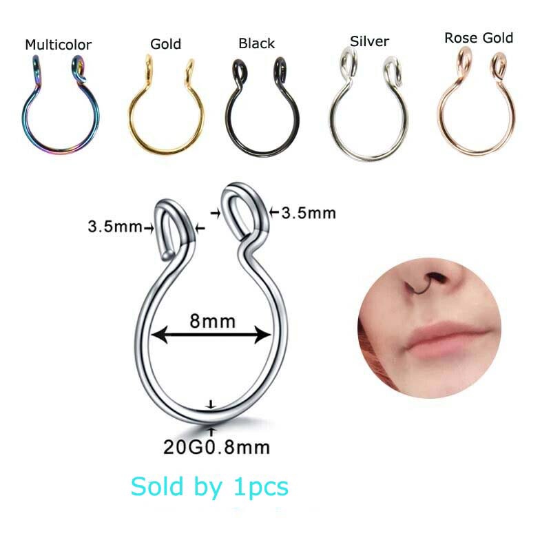 1pcs Steel Fake Septum Rings Hoop Nostril Piercing Clip On Nose Rings 20gauge Shopee Philippines