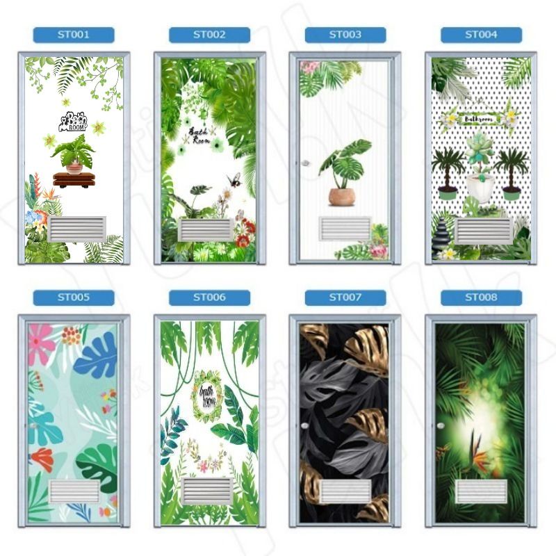 Bathroom Door Sticker With Prayer Reading motif And monstera Cactus ...