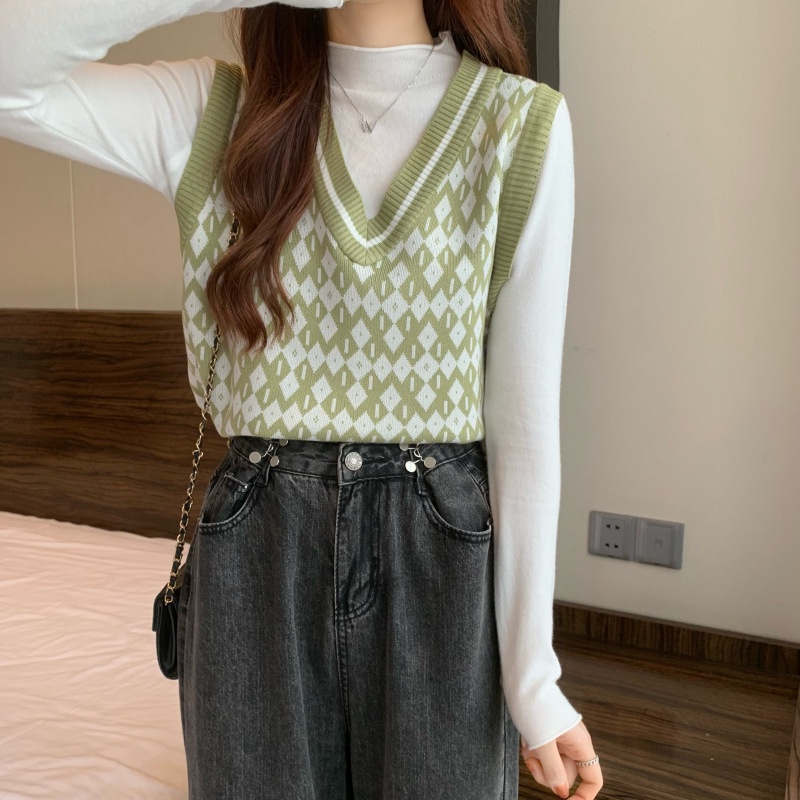 Plus Size Striped Colared Neck Tied Front Sweater Vest main image 0