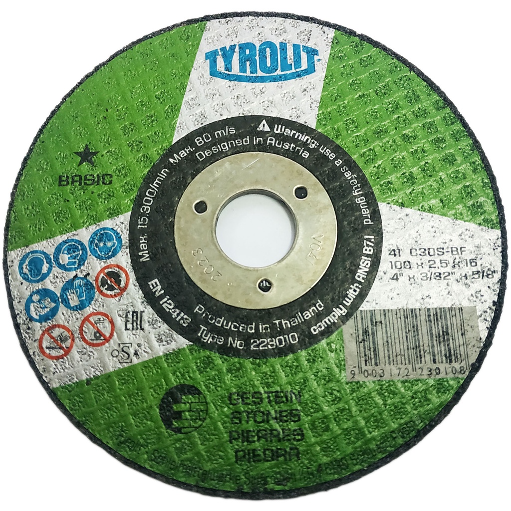 ORIGINAL TYROLIT CUTTING DISC 4" X 3/32" X 5/8" ( 100MM X 2.5MM X 16MM