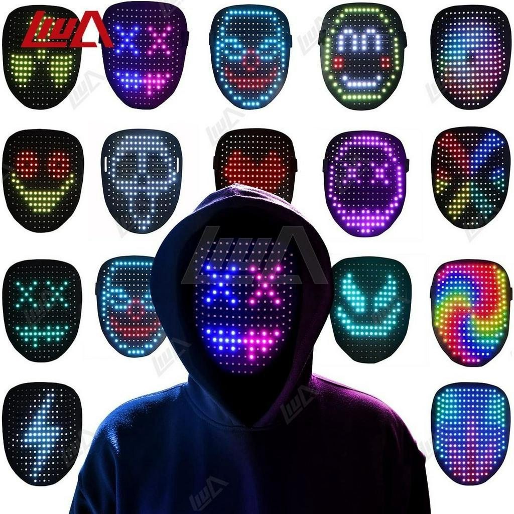 Led Mask, Light Up Mask with Gesture Sensing, LED Lighted Face ...