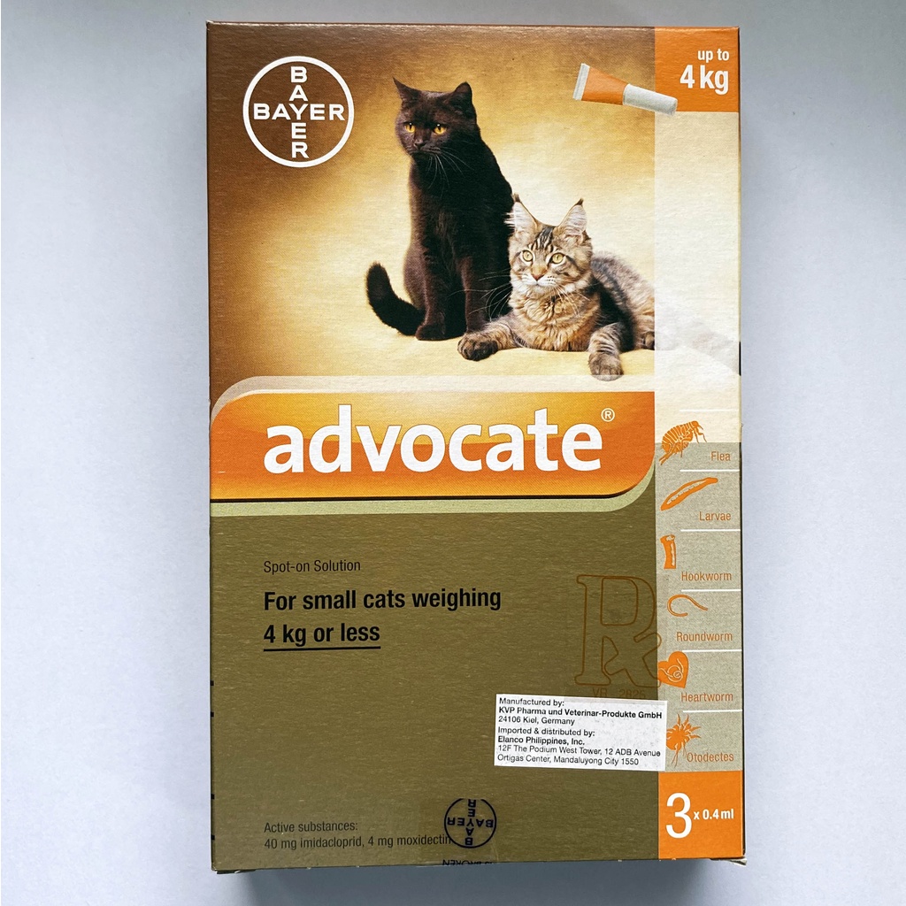Advocate Spot On For Cats AntiTick and Flea Dewormer Up To 4kg Single