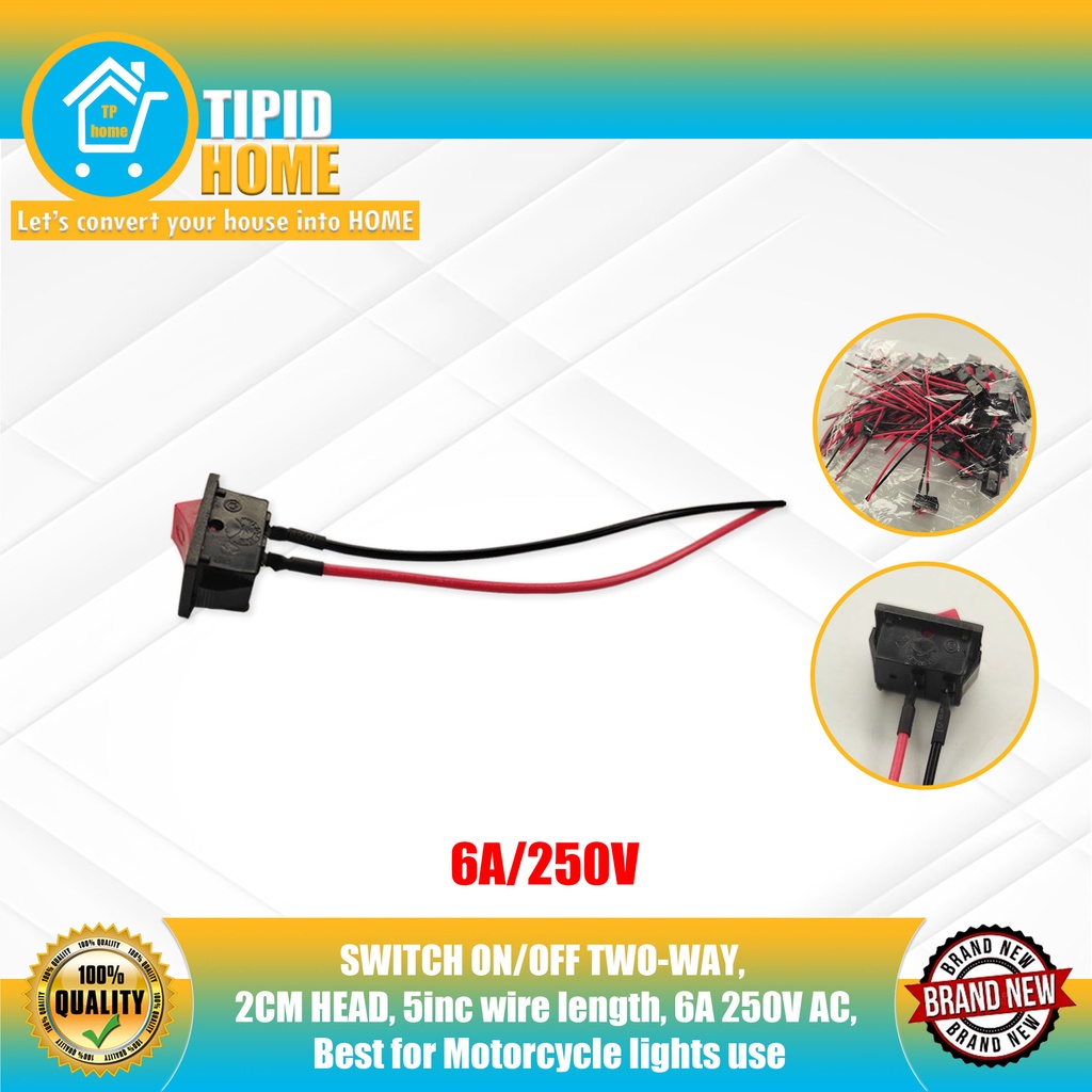 SWITCH ON/OFF TWO-WAY, 2CM HEAD, 5inc wire length, , 6A 250V AC, Best ...