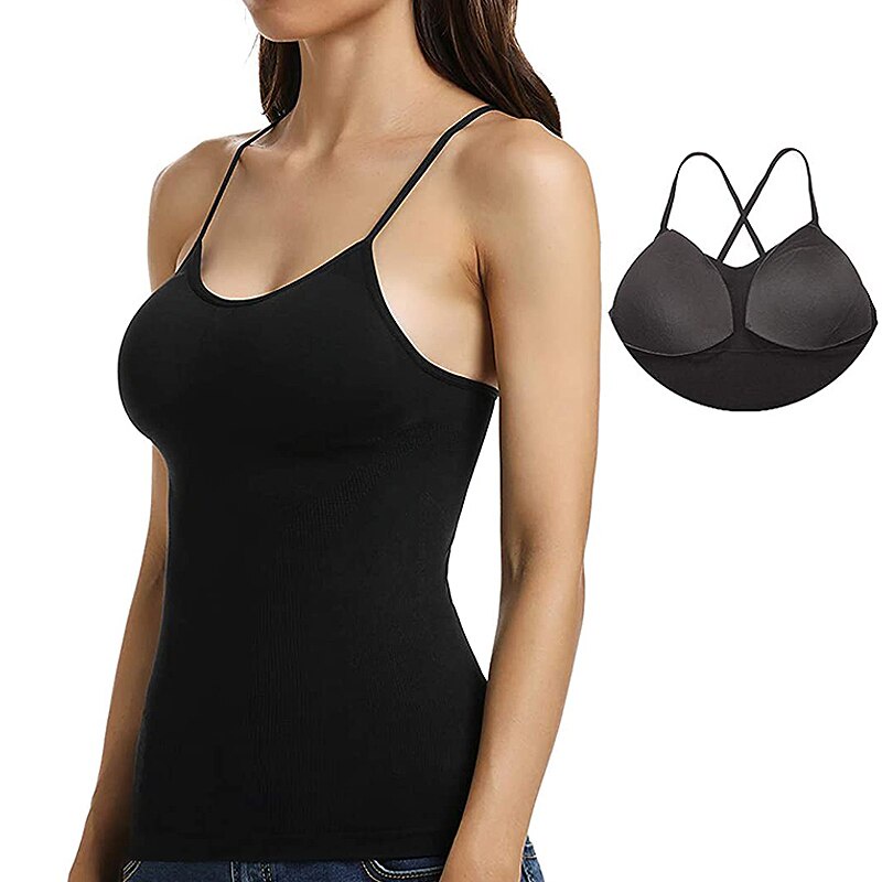 Body Shaping Camisole for Women Built-in Padded Bra Shapewear Shirts Tummy  Control Slimming Corset Compression Tank Top