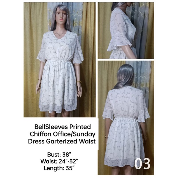 BellSleeves Printed Office/Sunday Dress Garterized Waist | Shopee ...