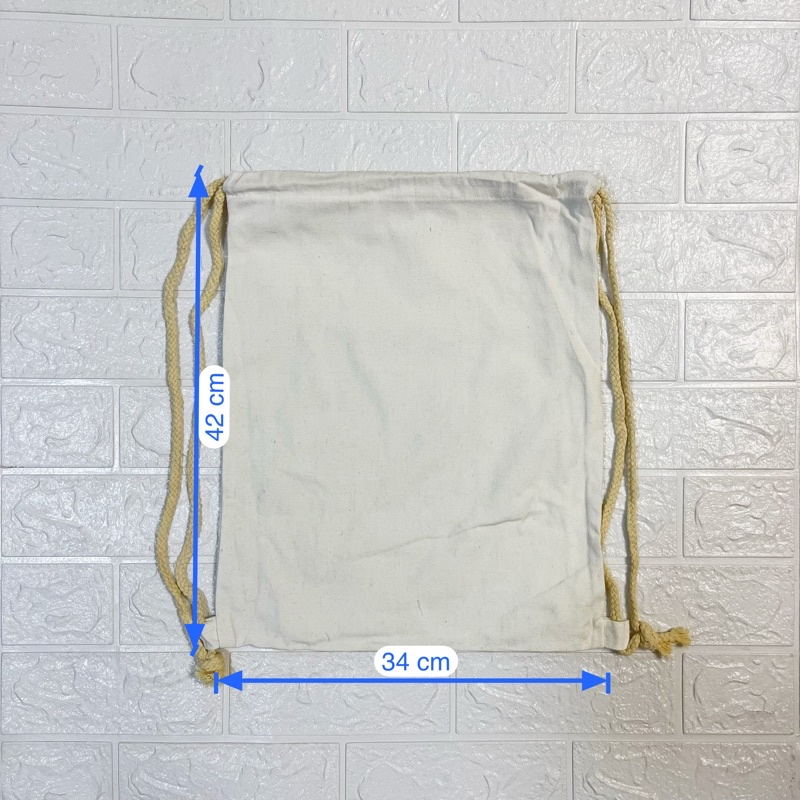 1pc Plain canvas string bag Back pack Katsa bag Drawstring bag ...