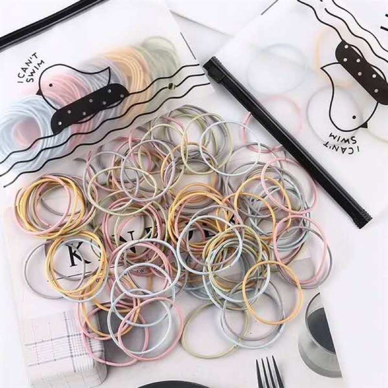 100pcs/bag Women Rubber Bands/Korean Elastic Hair Bands/Concise Style ...
