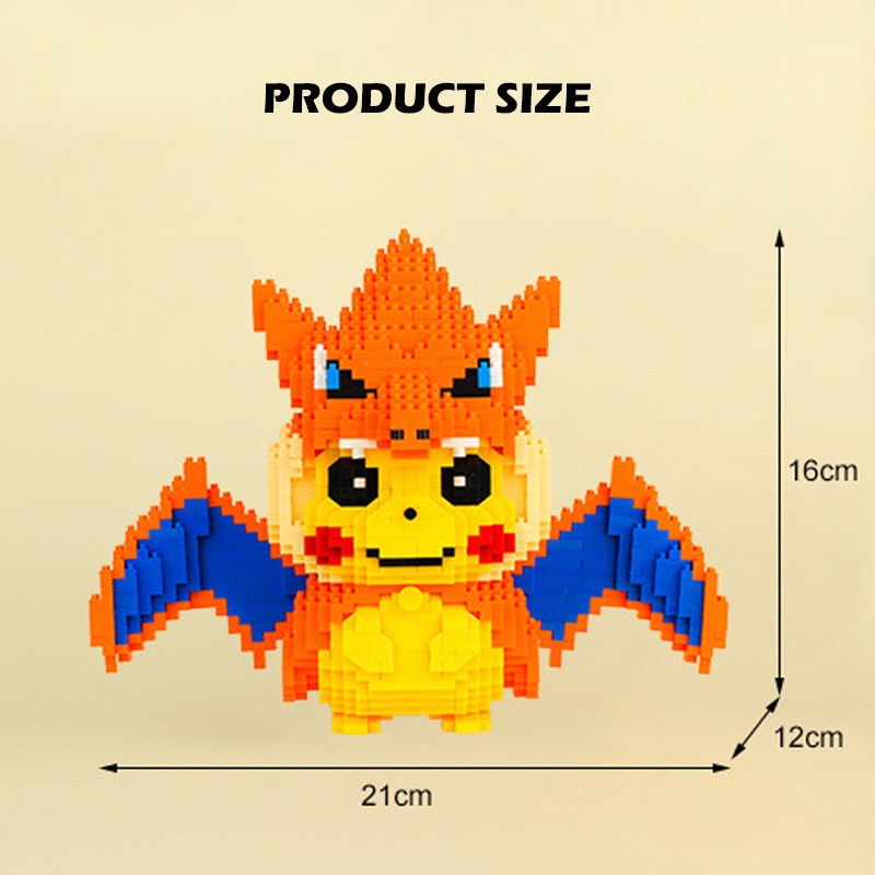 Nano Block Cartoon Anime Pikachu Cosplay Fire Dragon Ice Fox Pokemon