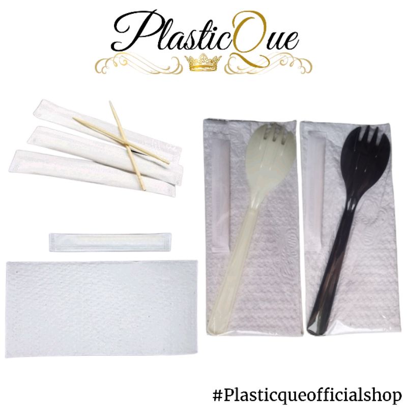 HITAM PUTIH Package Cutlery 2IN1 2 IN 1 PLASTIC PLASTIC BLACK White ...