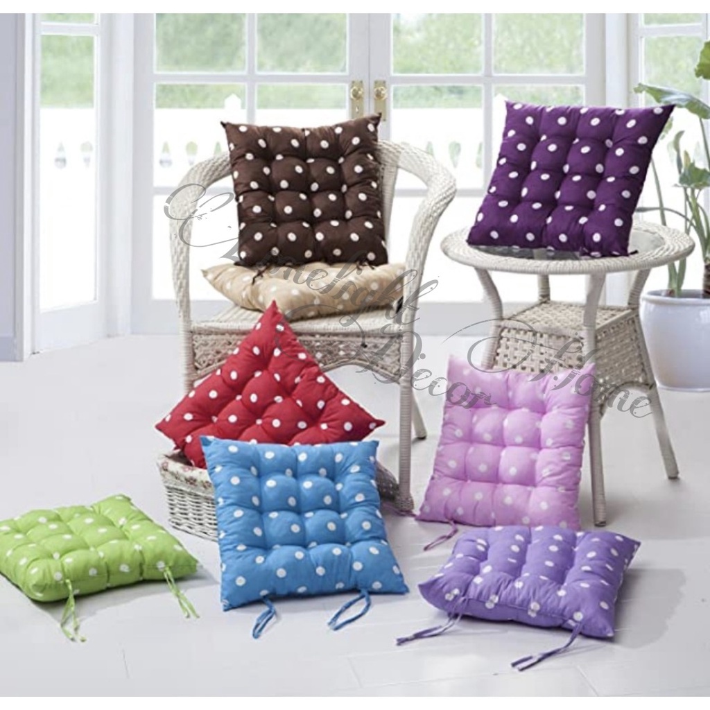 Homemade Polka Dots Square Cushion Seat Chairpad With Tie Chair ...