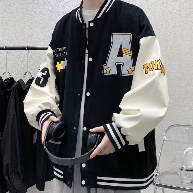 2024 New Fashion Print Baseball Varsity Jacket For Men And Women Korean  Style Student Loose Trend Varsity Jersey Jacket Couple Casual Tops Logo  Plus