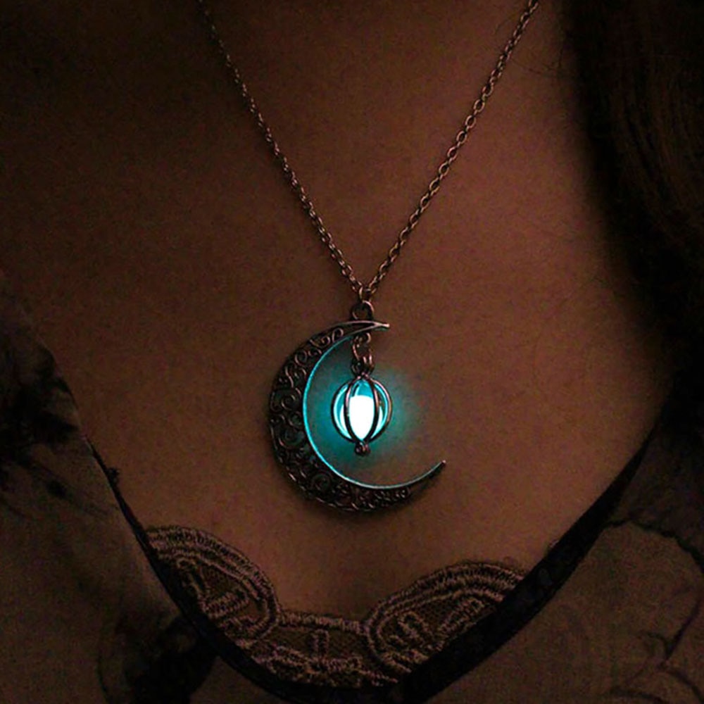 Charm Moon In The Dark Glowing Stone Necklaces NeoGothic Luminous