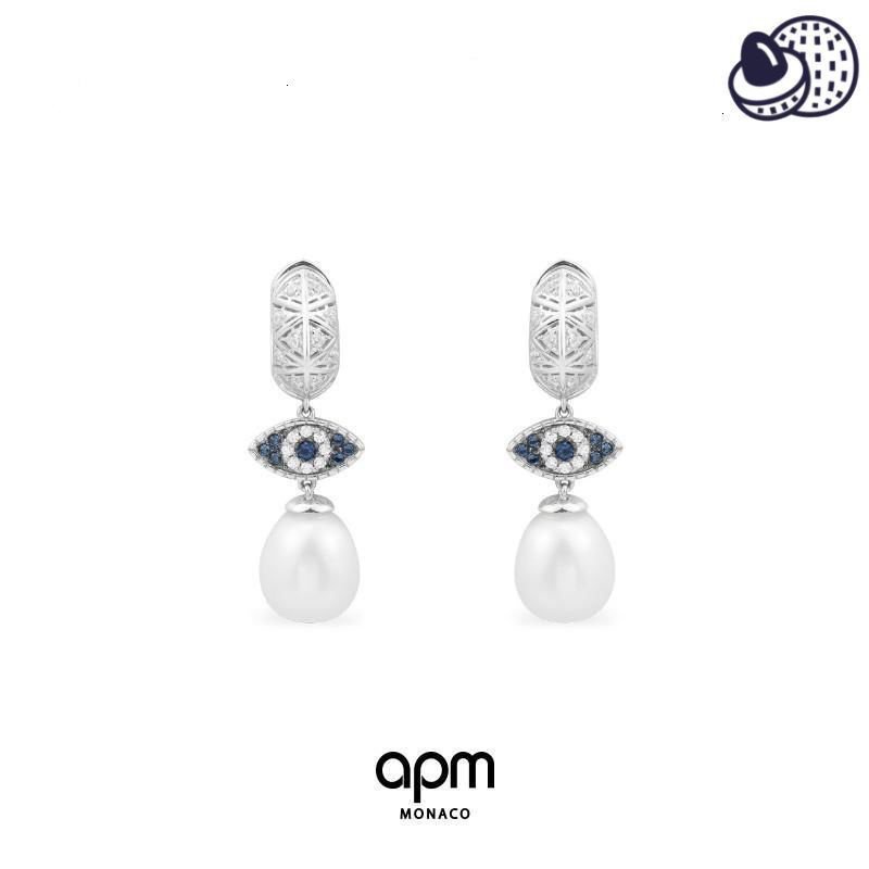 APM Monaco Women s Earrings Eyes of Evil Circle Pearl Stud