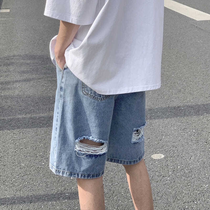 Distressed denim hotsell shorts mens