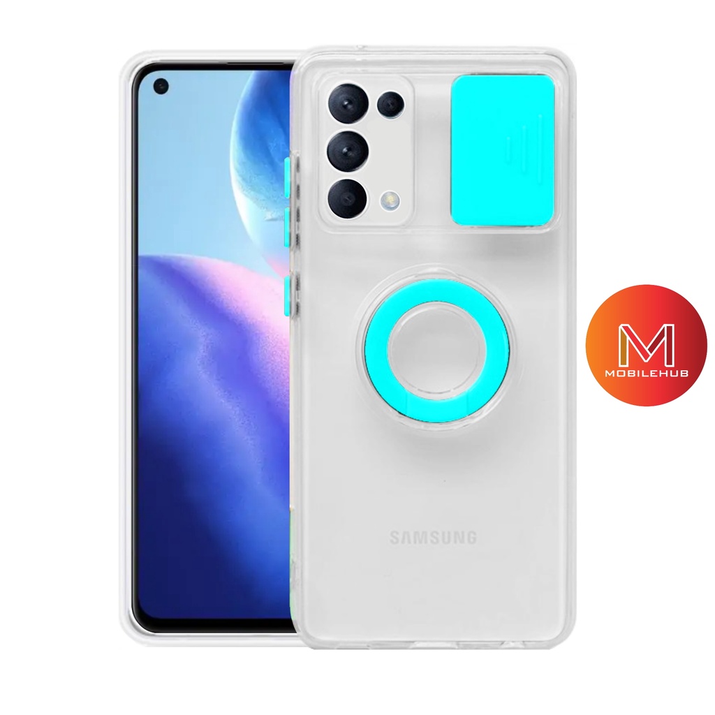 Oppo Reno 5 (5G) Clear Candy CamShield Shockproof Case with Ring Holder ...