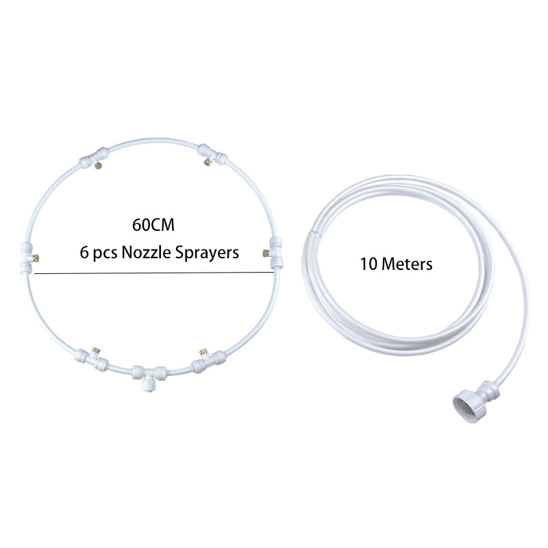 Outdoor Mist Cooling System Fan Kit For Patio Breeze With 3/4'' Plastic Faucet Connector White