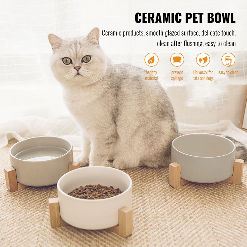 Ceramic Double Cat Bowl Dog Bowl Pet Feeding Water Bowl Cat Puppy Feeder  Product Supplies Pet Food