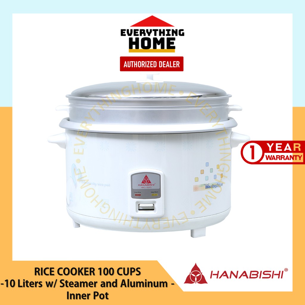 Hanabishi Rice Cooker 10 Liter (100 Cups) w/ Steamer Rack / HHRC100FS