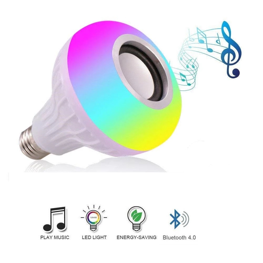 Bluetooth speaker smart LED bulb E27 RGB light 12W music player ...