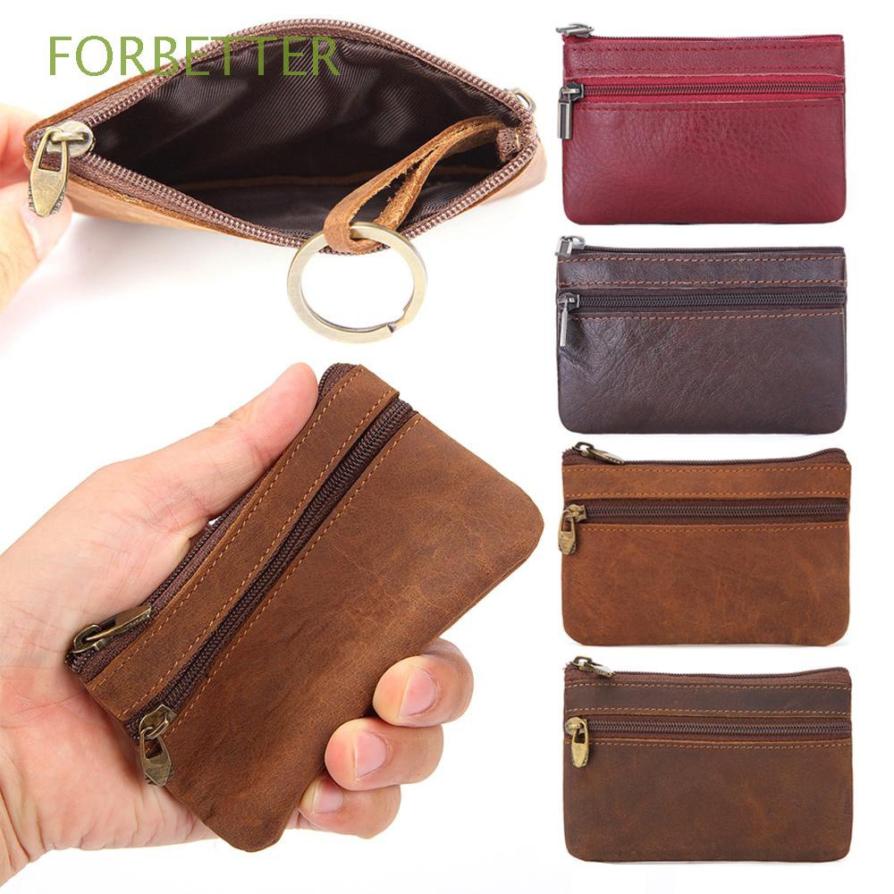 Ready Stock FORBETTER Mini Coin Purse Men Zero Purse Wallet Women Cowhide Fashion Pocket Retro Lad