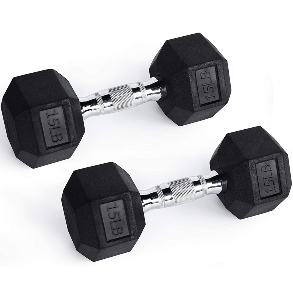 10 lbs / 15 lbs (PAIR / 2 PCS) Rubber Hex Dumbells | Shopee Philippines