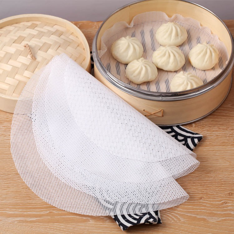 Luckin Mart 24cm Round Non-Stick Silicone Mesh Baking Liner Steamer Pad ...