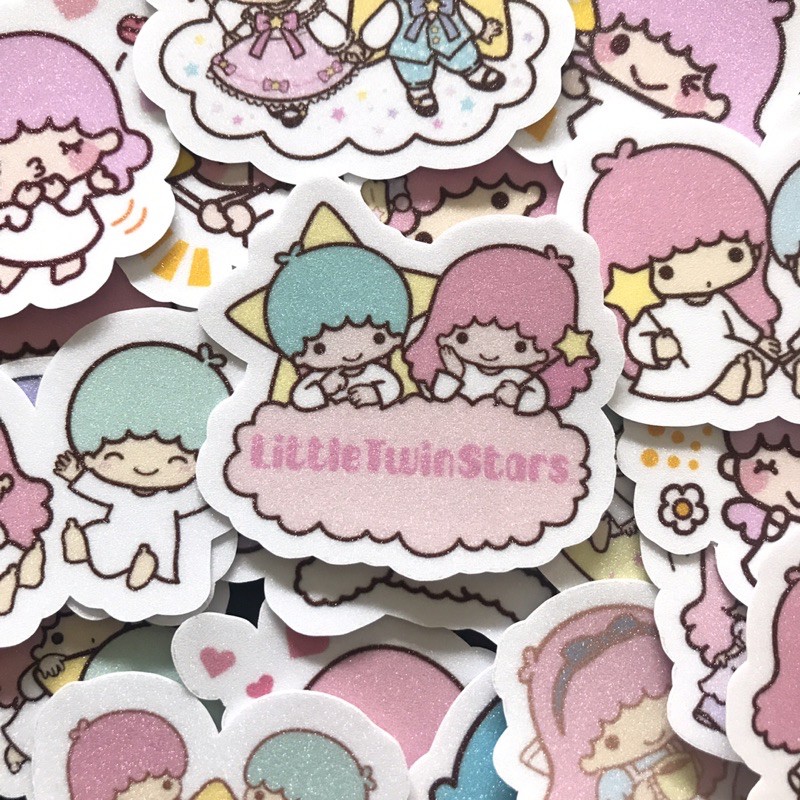 LITTLE TWIN STARS WATERPROOF STICKER PACK LAMINATE GLITTER FINISH ...