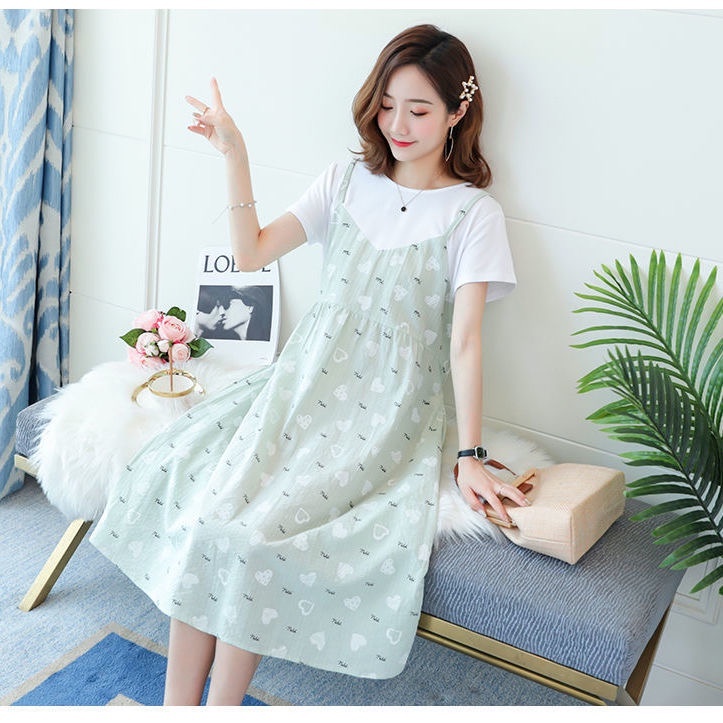 Maternity Dress Korean Fashion Plaid Casual Maternity Wear Plus Size ...