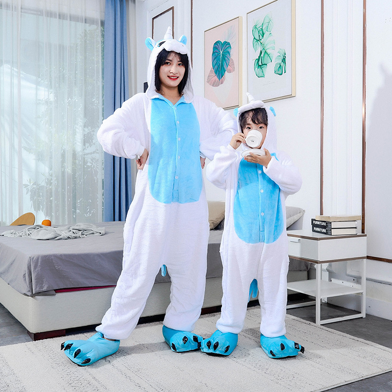 Onesie Adult Blue hinten Unicorn