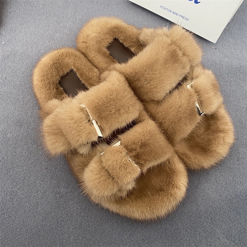 Real on sale mink slippers