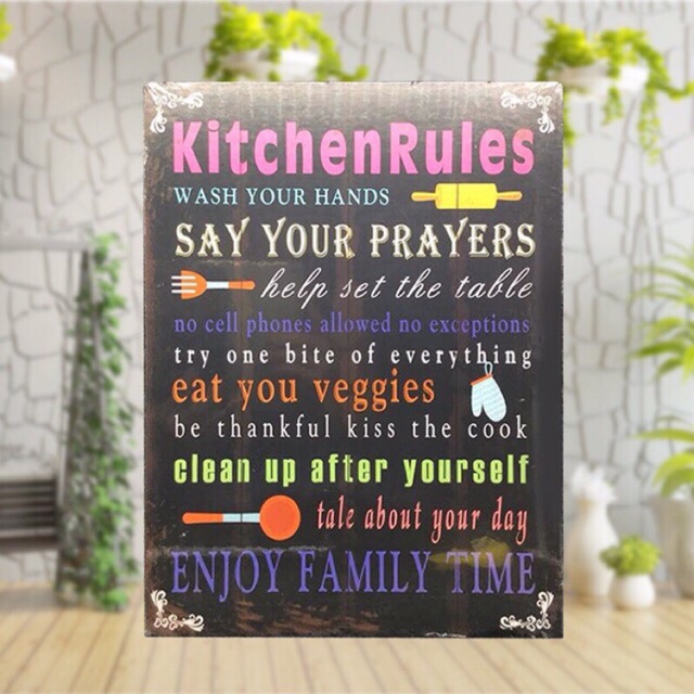 Kitchen Rules Wash You Hands Kitchen Rules Vintage Wooden Wall Decor 