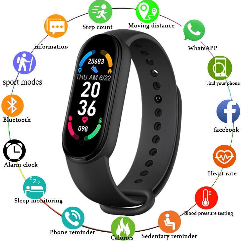 M6 Smart Band Fitness Sports Bluetooth Bracelet Men Women Waterproof Pedometers Smart Bracelet HeartRate BP Monitor Smart Bracelet Watch Shopee Philippines