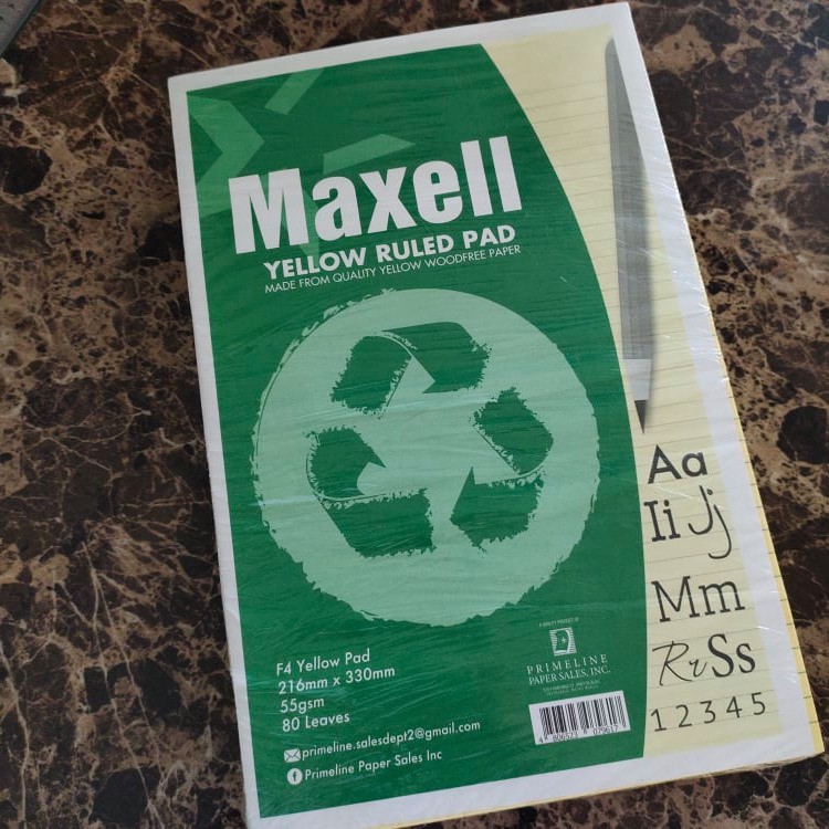 Maxell Yellow Ruled Pad / Yellow Pad Paper | 5 Pads | 55gsm, 80 Leaves ...