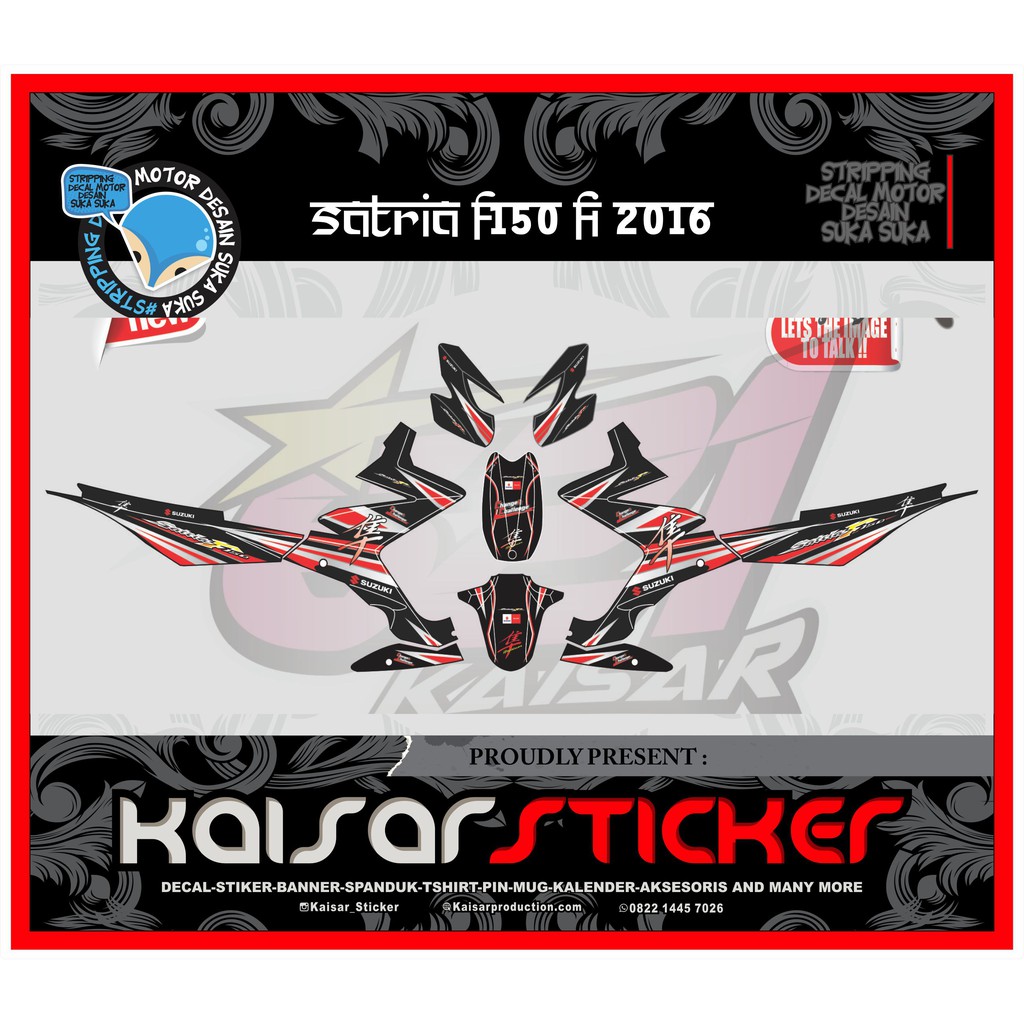 MERAH Motorcycle Decal Stickers All New Satria F150 Fi Injection Full ...