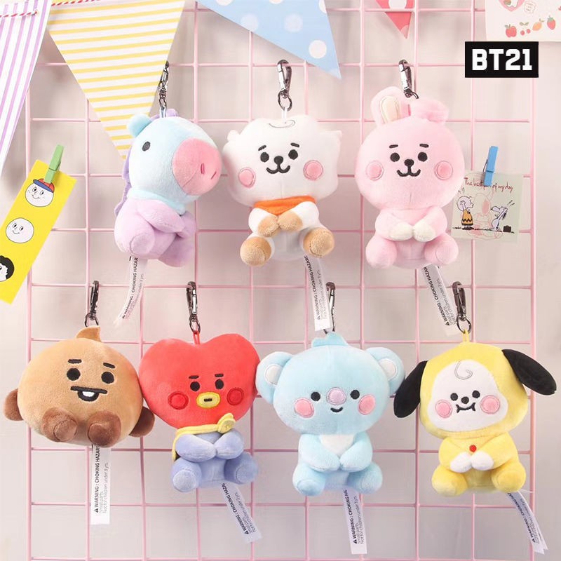 Kawaii Bt21 Cartoon Resin Keychain K-Pop Tata Cooky Chimmy Koya