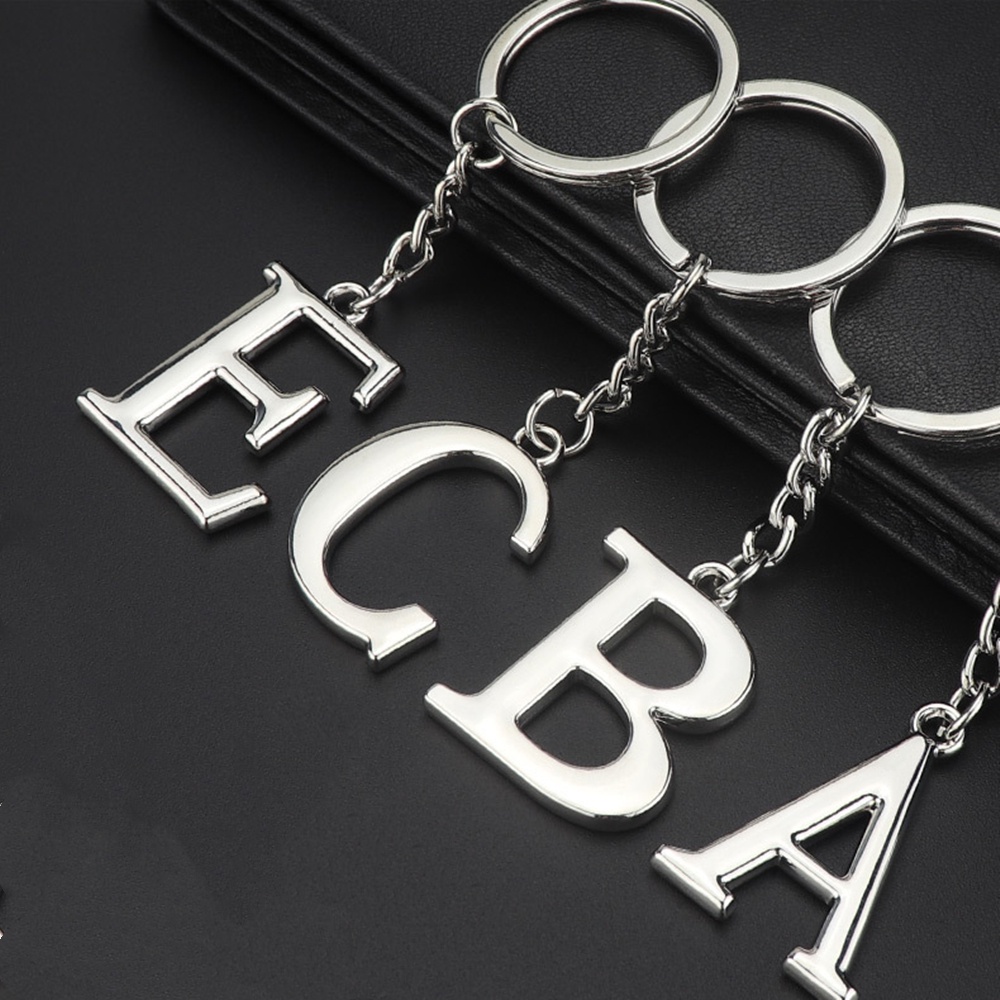 Simplicity A-Z 26 Letter Key Chains Stainless Steel Keychain Charm ...