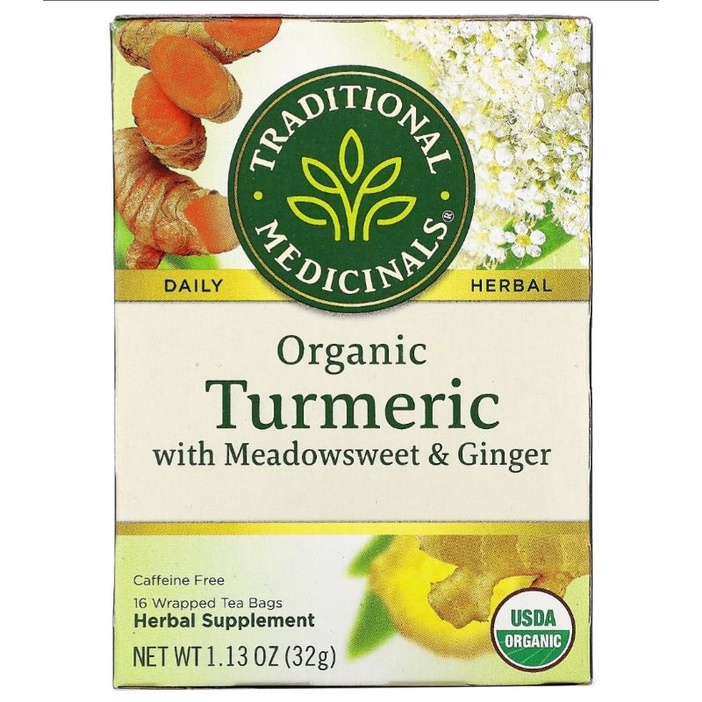 TM Organic Turmeric with Meadowsweet & Ginger, Caffeine Free, 16