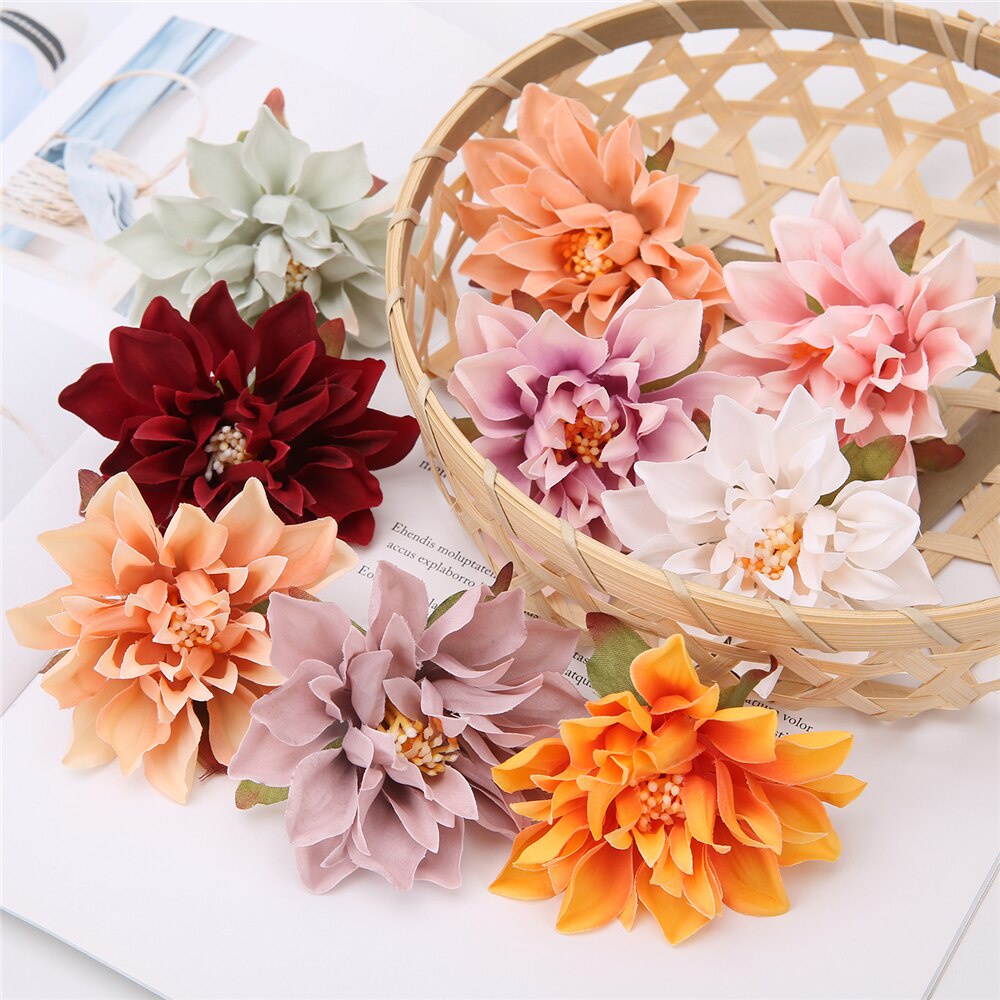 10Pcs Nordic Dahlia Artificial Flower Head/Home Decoration DIY Garland