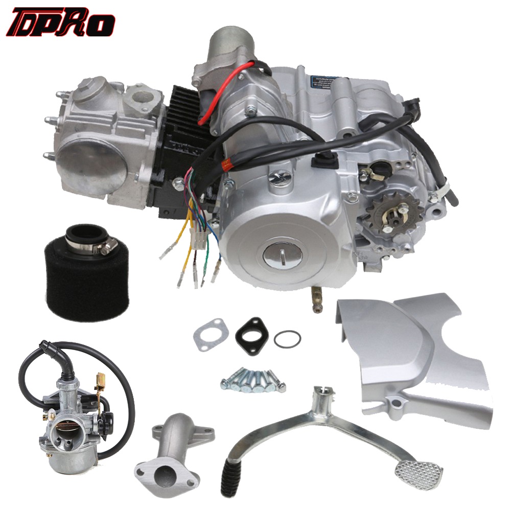 TDPRO Motorcycle 125cc Semi Auto Electric Engine Motor +Carburetor+Air ...