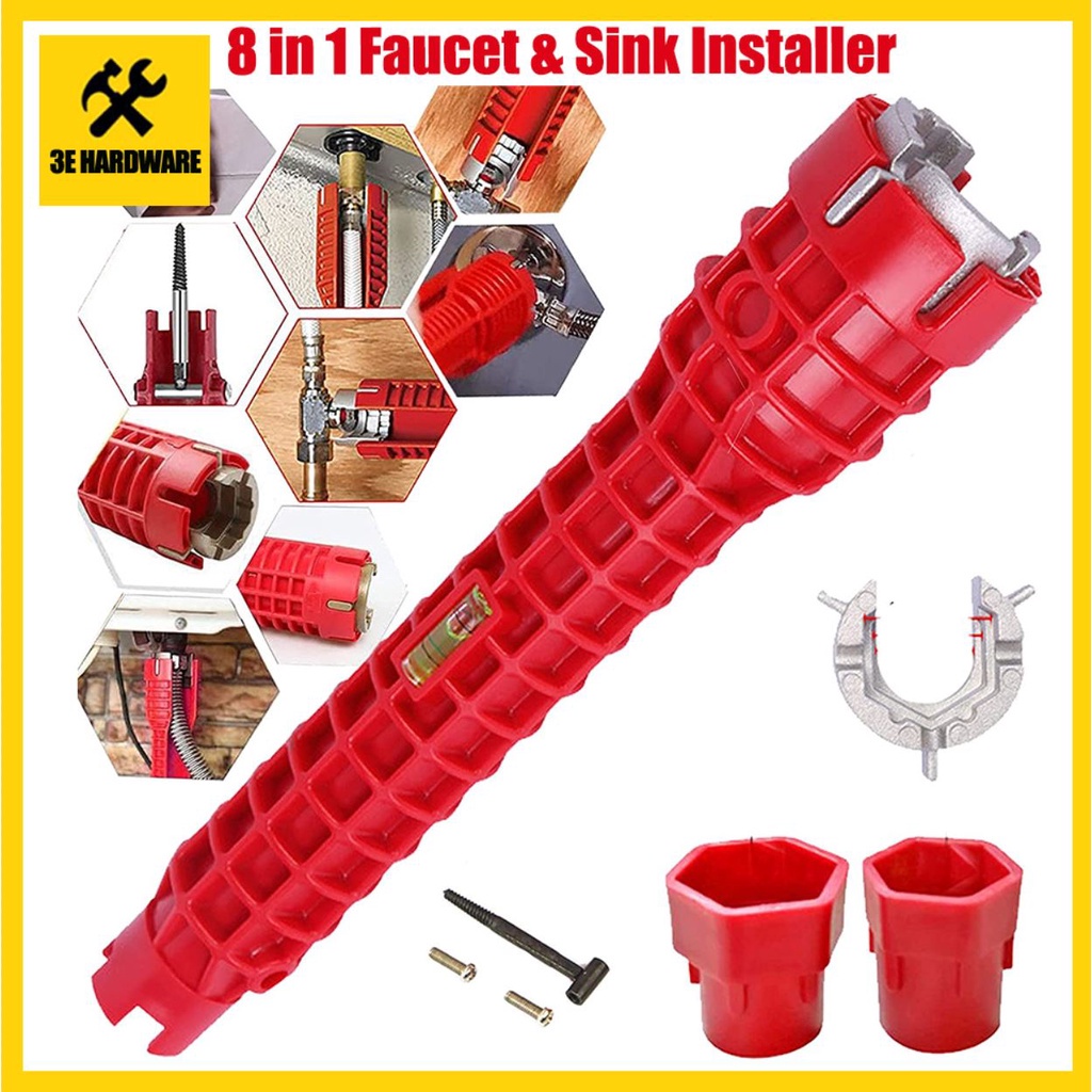 Faucet and Sink Installer, Multipurpose Faucet Wrench Tool 8 in 1