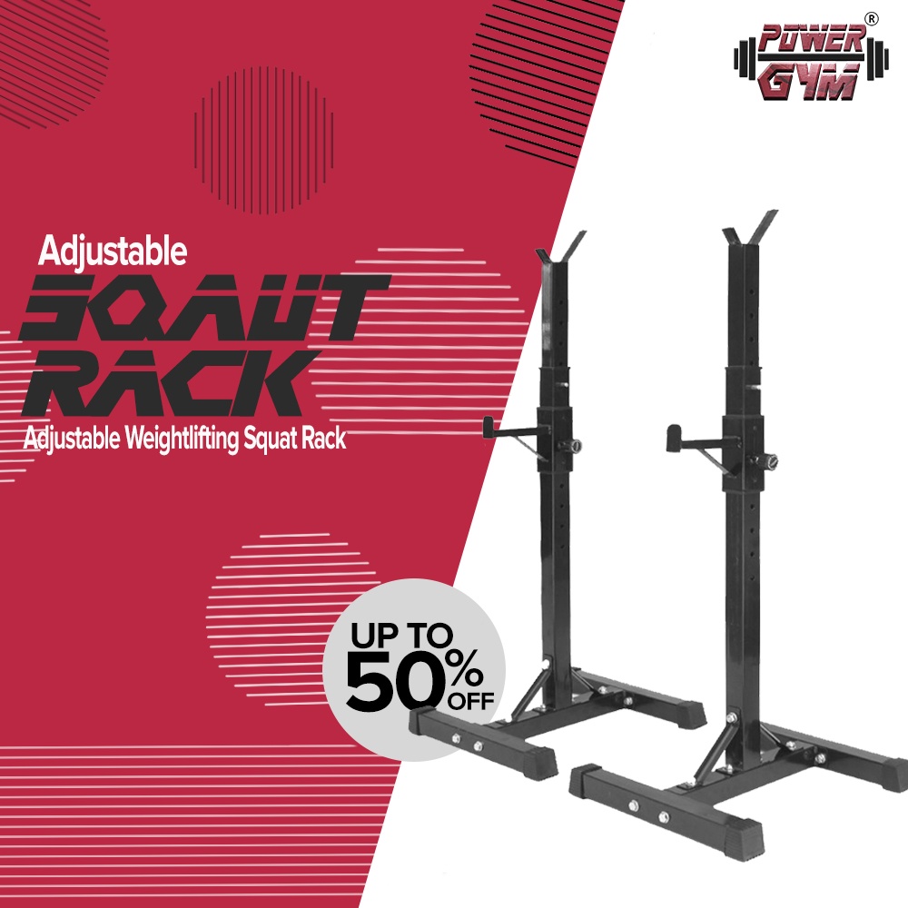 POWERGYM Adjustable Weightlifting Squat Rack For Home Used Exercise