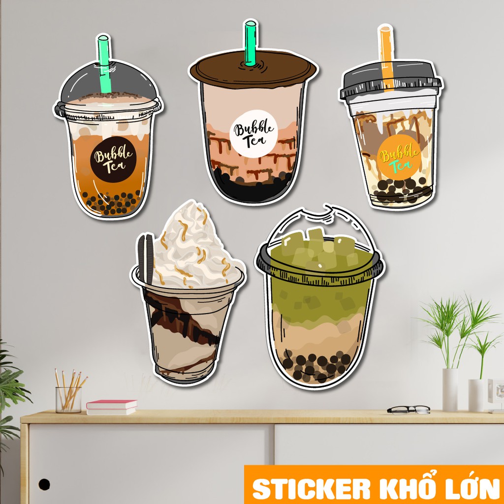 Large format Milk Tea stickers decorate cafes, milk tea shops ...