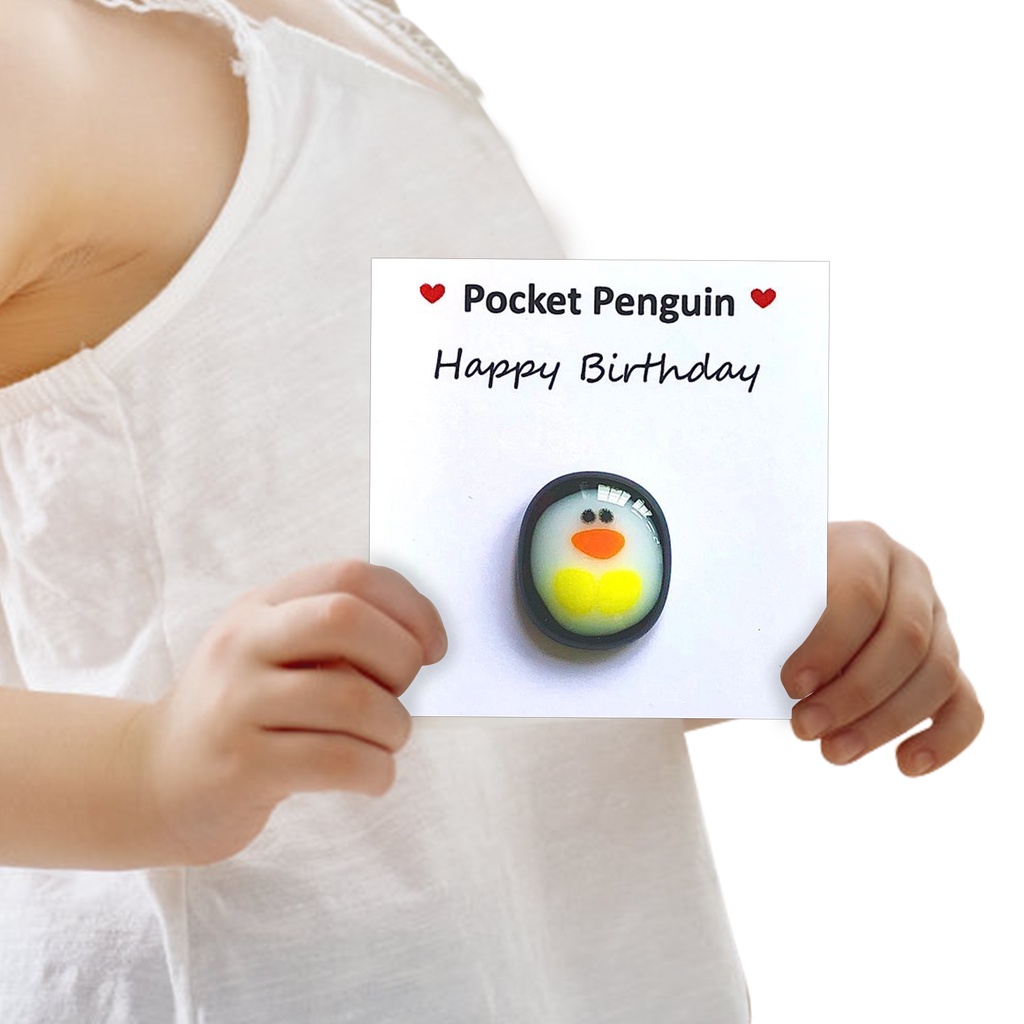 A Little Pocket Penguin Hug Letter Box Glass Souvenir Small Penguin Hug