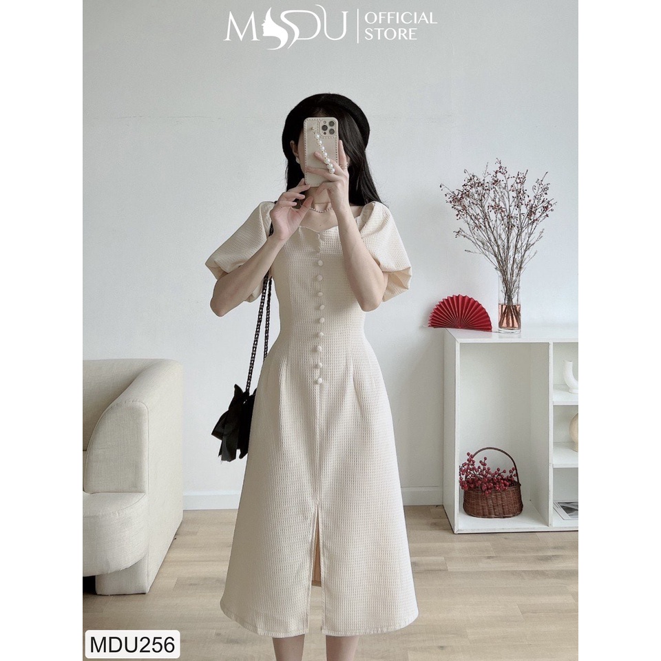 Front flap dress with lovely puffy sleeves MDU256 - GLADY DESIGN (With ...
